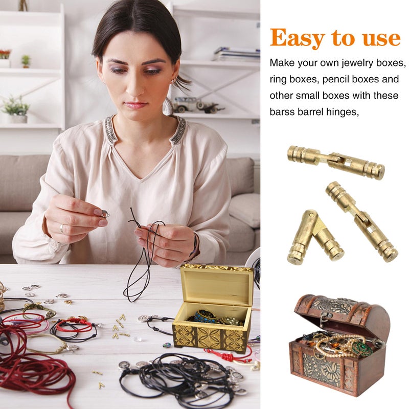 Csdtylh 50Pcs Invisible Brass Barrel Hinges, Brass Concealed Hinge, Small Barrel Hinge for Jewelry Boxes, Small Woodworking Projects, Music Boxes, Pencil Boxes, Hardwood Humidors, etc. - Image 4